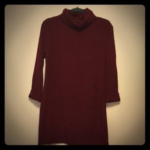 Red turtle neck sweater dress
